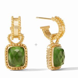 *LIKE NEW* Julie Vos Marbella Hoop & Charm Earrings in Iridescent Palmetto Green